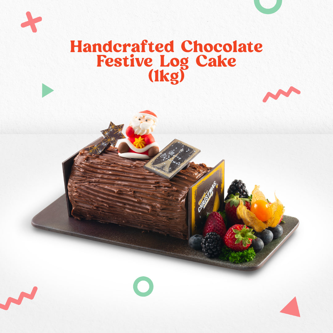 Handcrafted Chocolate Festive Log Cake (1kg)